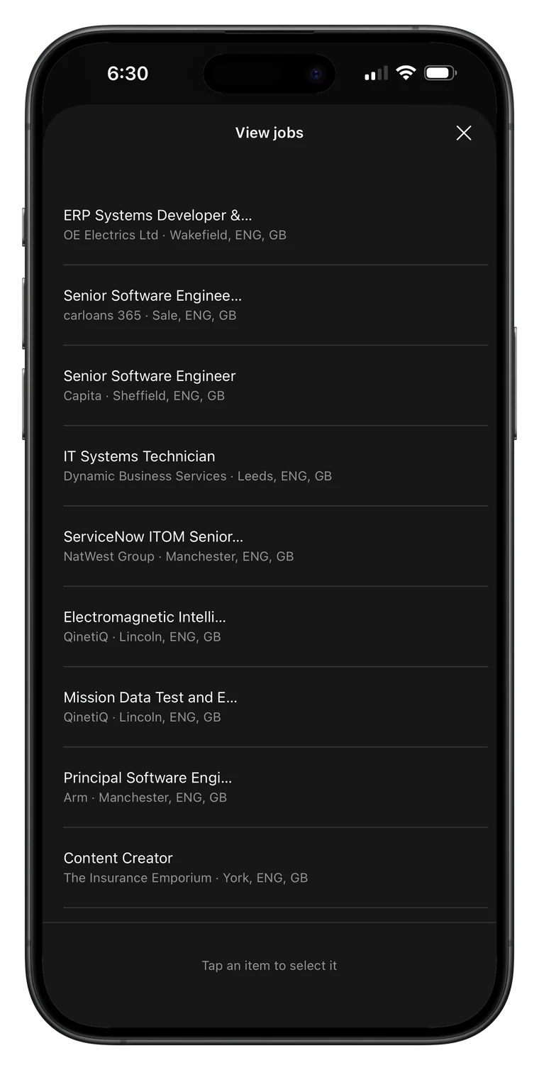 WorqNow on WhatsApp showing a list of matching jobs with company and location